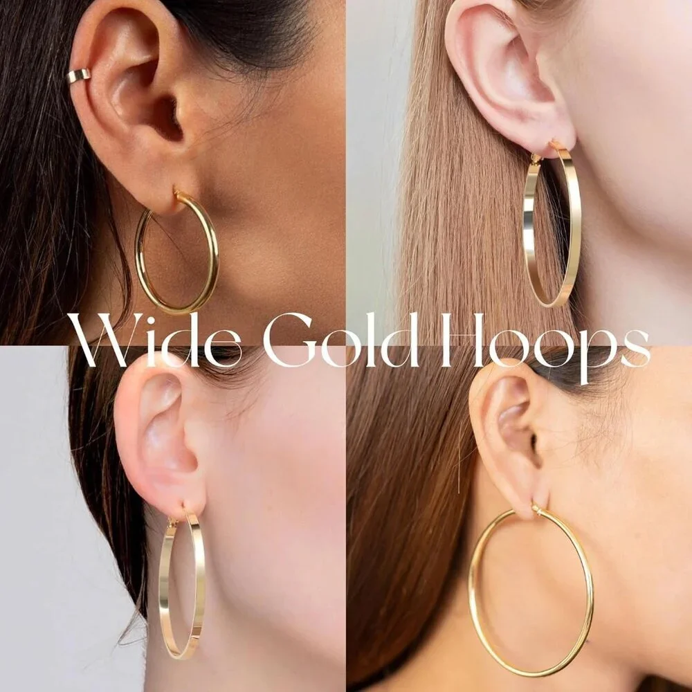 Large 50mm Gold Plated Hoop Earrings – Stylish Comfort for Sensitive Skin - Picture 4 of 6